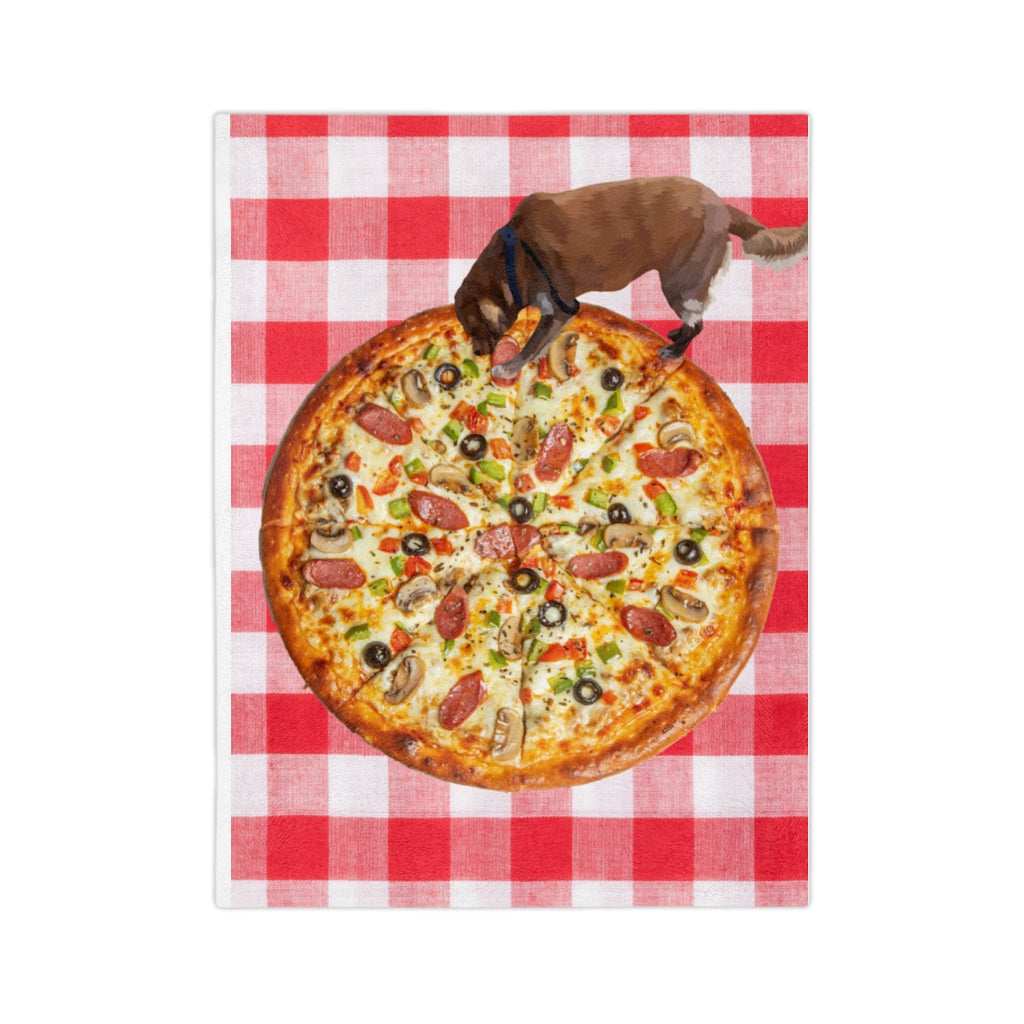 Funny Picnic Blanket - Golden Retriever Gets Into the Pizza
